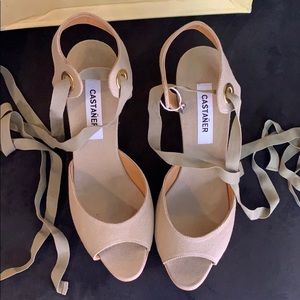 Castaner Wood Sole Clog Khaki Olive Green Heel NWT